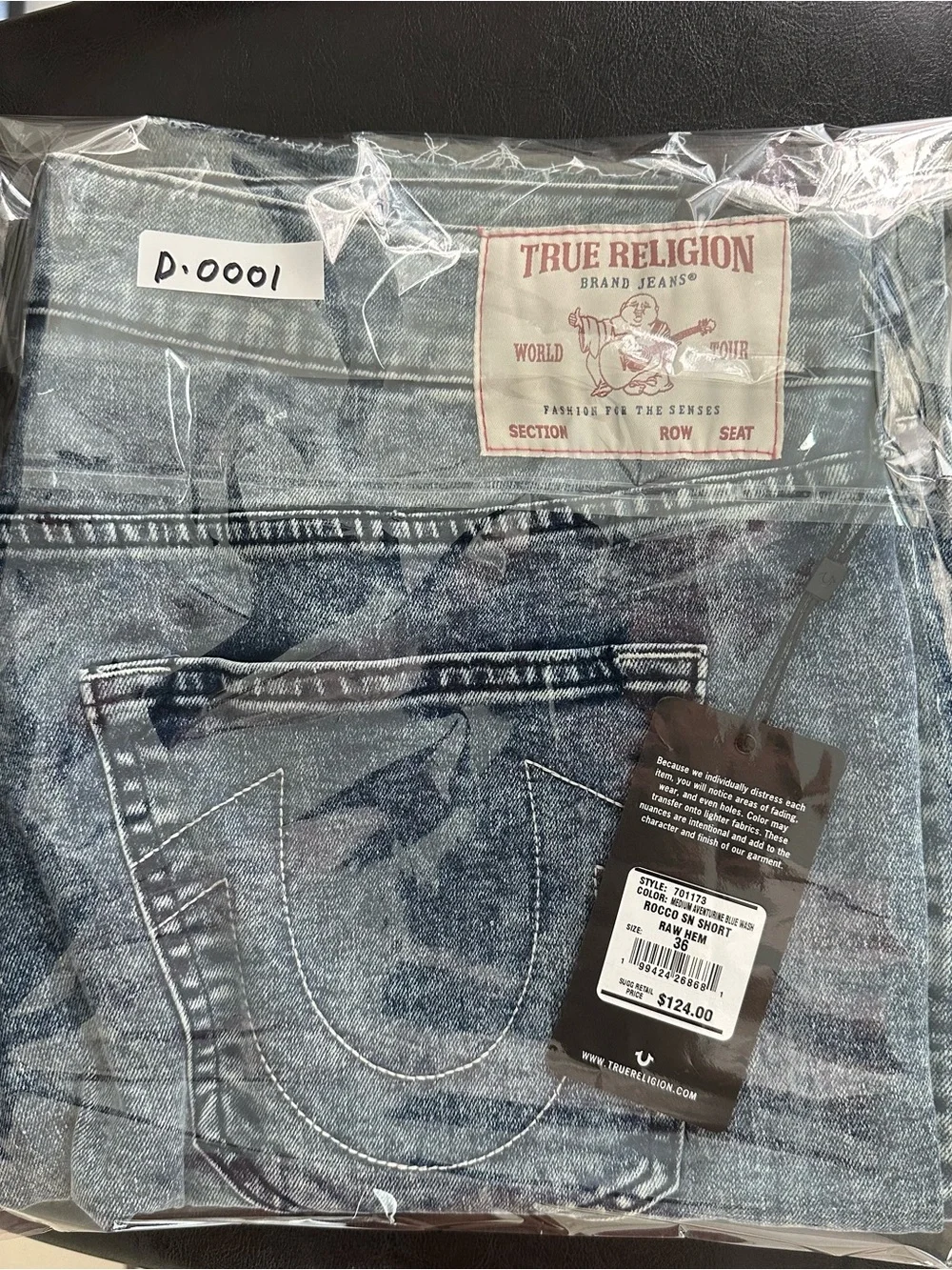 True Religion Men's Size 36 Dark Wash Rips Rocco Renegade Skinny Shorts MSRP 124
